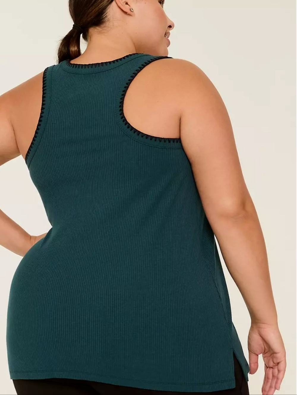 LIVI Ribbed Crochet-Detail Tank - Picture 4 of 6